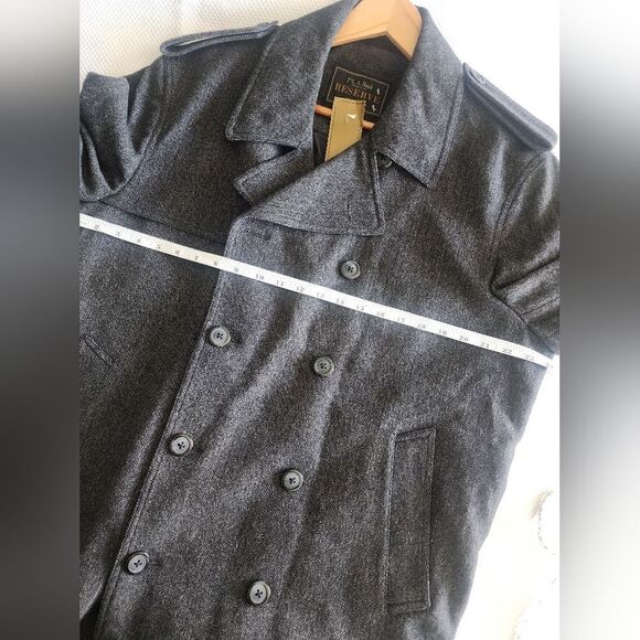 Jos. A. Bank Gray Double-Breasted Peacoat New With Tags Wool Blend - Picture 4 of 11